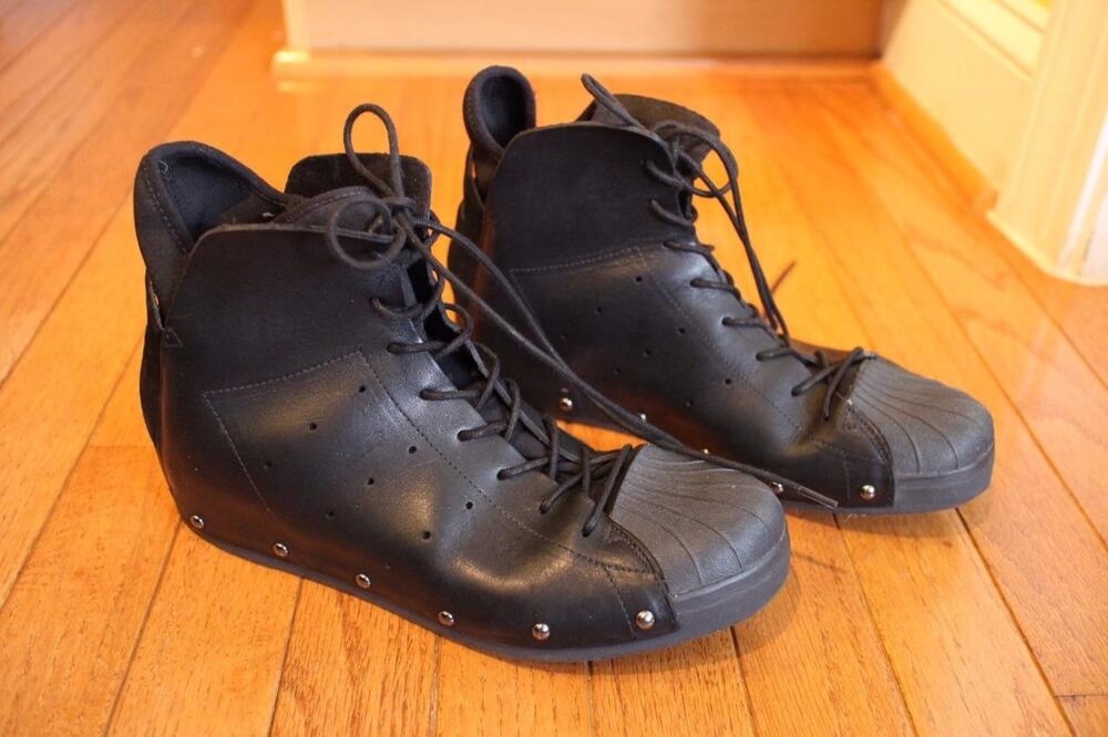Y-3 Yohji Yamamoto Studded Hi-top Sneakers Black Leather SIZE uk 7.5D US (SHO200